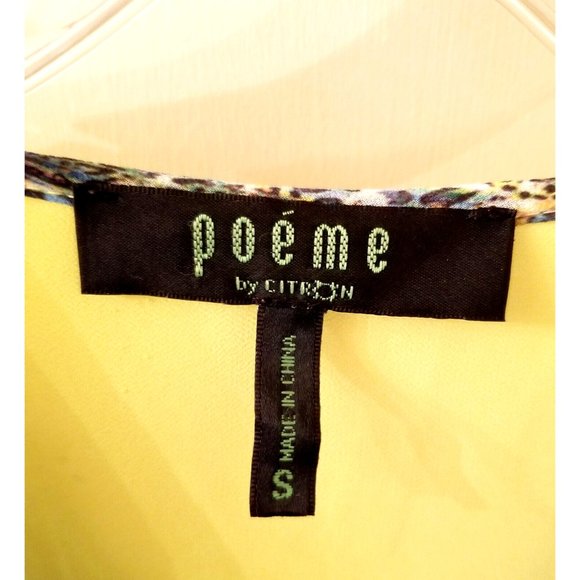 Poeme by CITRON Semi Sheer Top Sz Small Colorful Green Blue Yellow Orange White - Picture 2 of 5